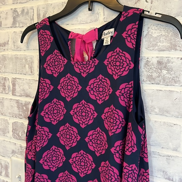 Anthropologie Hatley Women's Small Fuchsia Navy Blue Floral Trapeze Dress Flowy - Picture 3 of 8